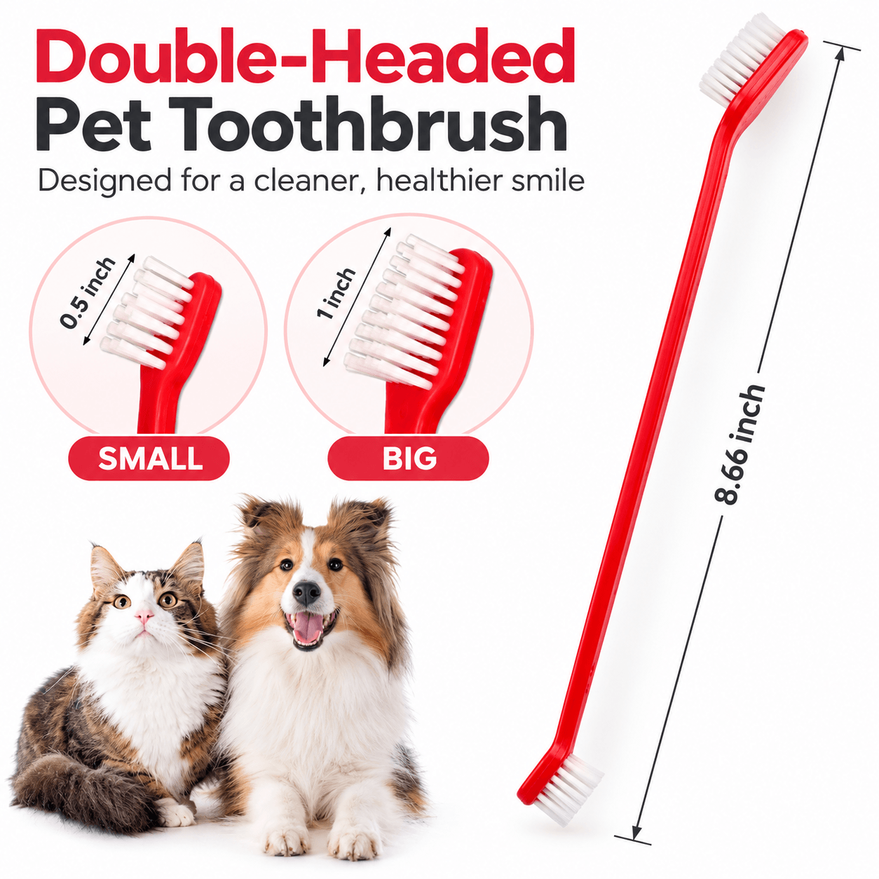 8-Pack Dual-Headed Pet Toothbrush Set for Dogs & Cats Fursera