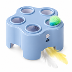 Rechargeable Pop-Up Cat Toy – 3-Mode Pom-Pom & Feather Teaser Fursera