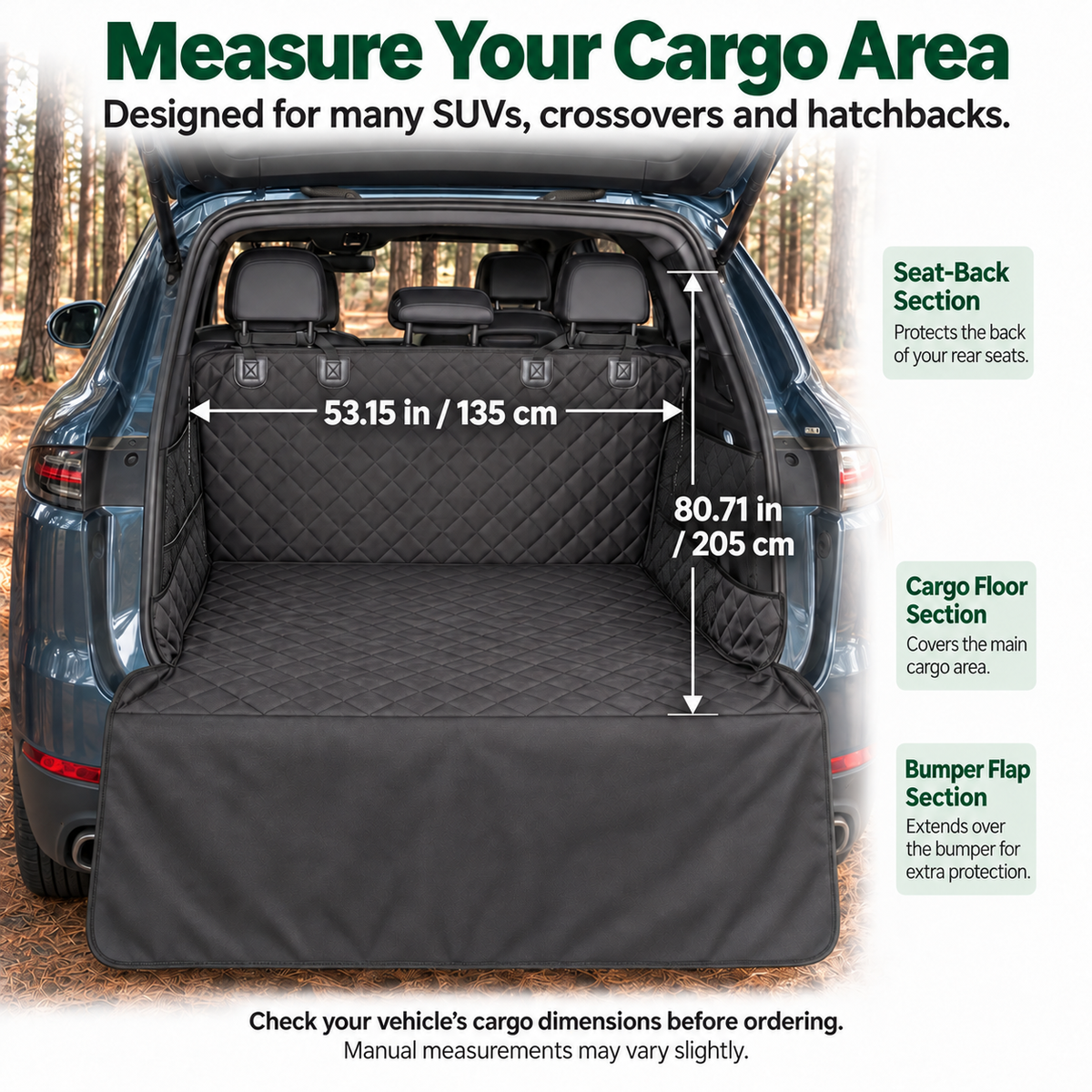 Quilted SUV Dog Cargo Liner with Side & Bumper Protection Fursera