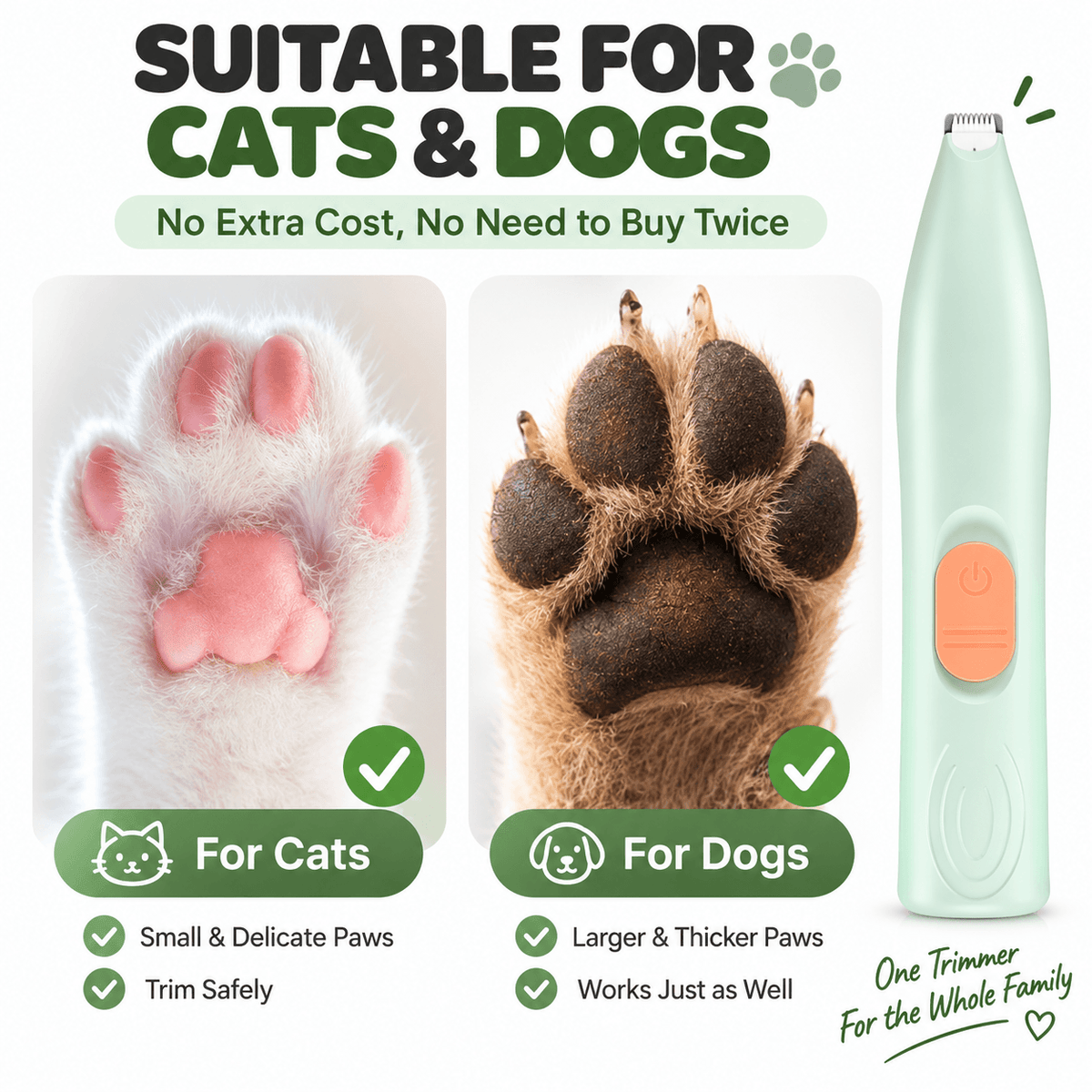 Rechargeable LED Pet Paw Trimmer for Dogs & Cats Fursera