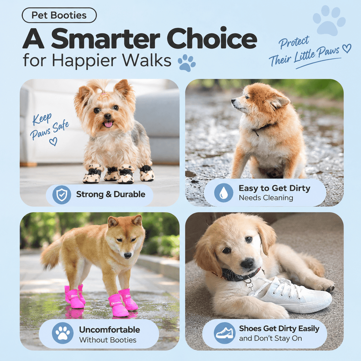Disposable Dog Booties – Waterproof Paw Covers with Adjustable Straps, 20-Pack Fursera