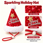 Christmas Pet Santa Costume & Sequin Hat for Cats and Small Dogs Fursera