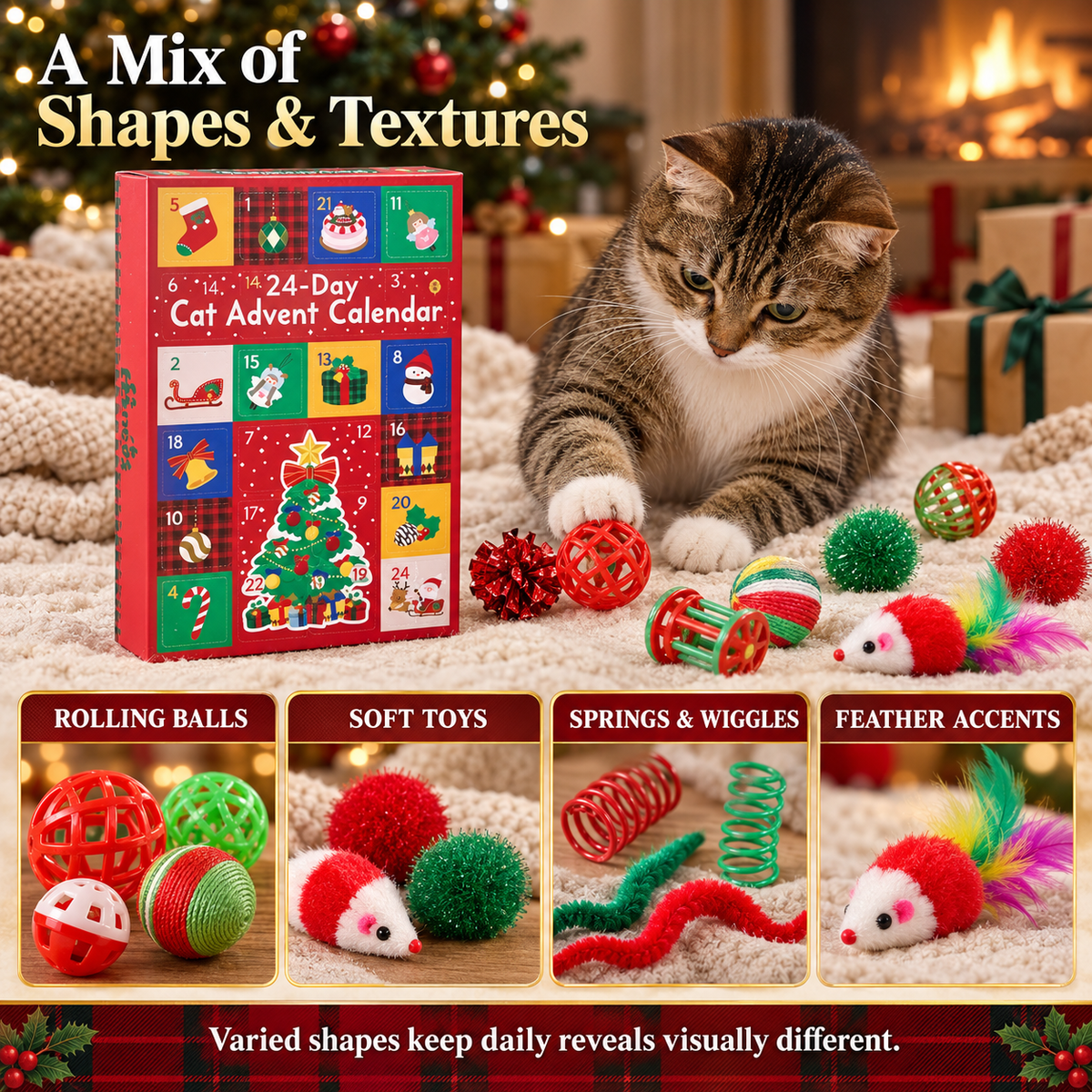 24-Day Pet Advent Calendar for Cats & Dogs – Christmas Toys & Accessories Fursera