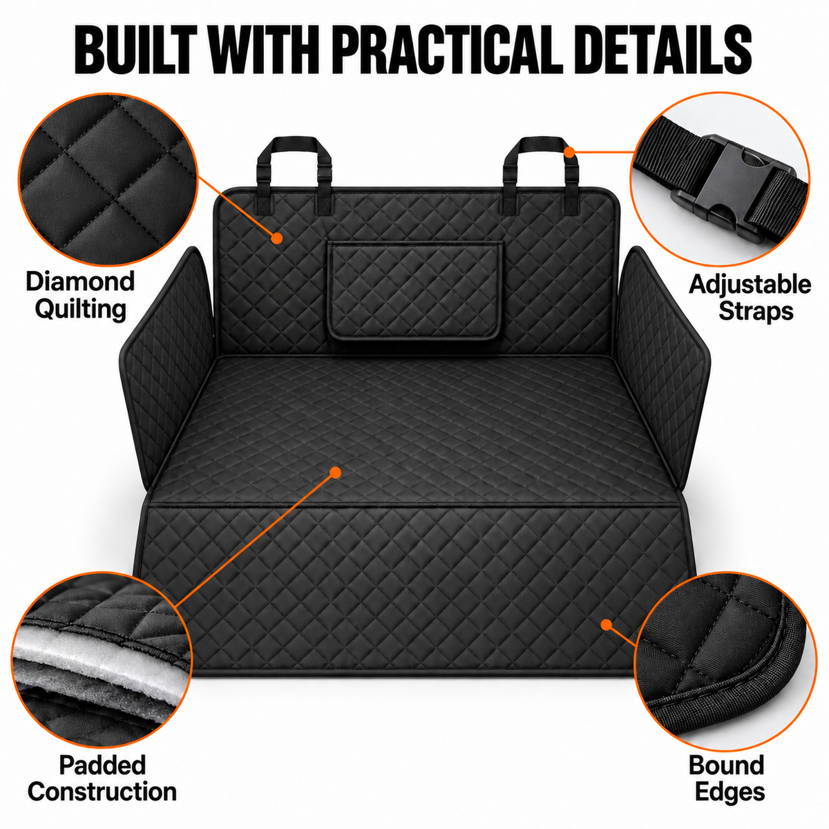Quilted Dog Cargo Liner with Side Panels & Bumper Flap Fursera