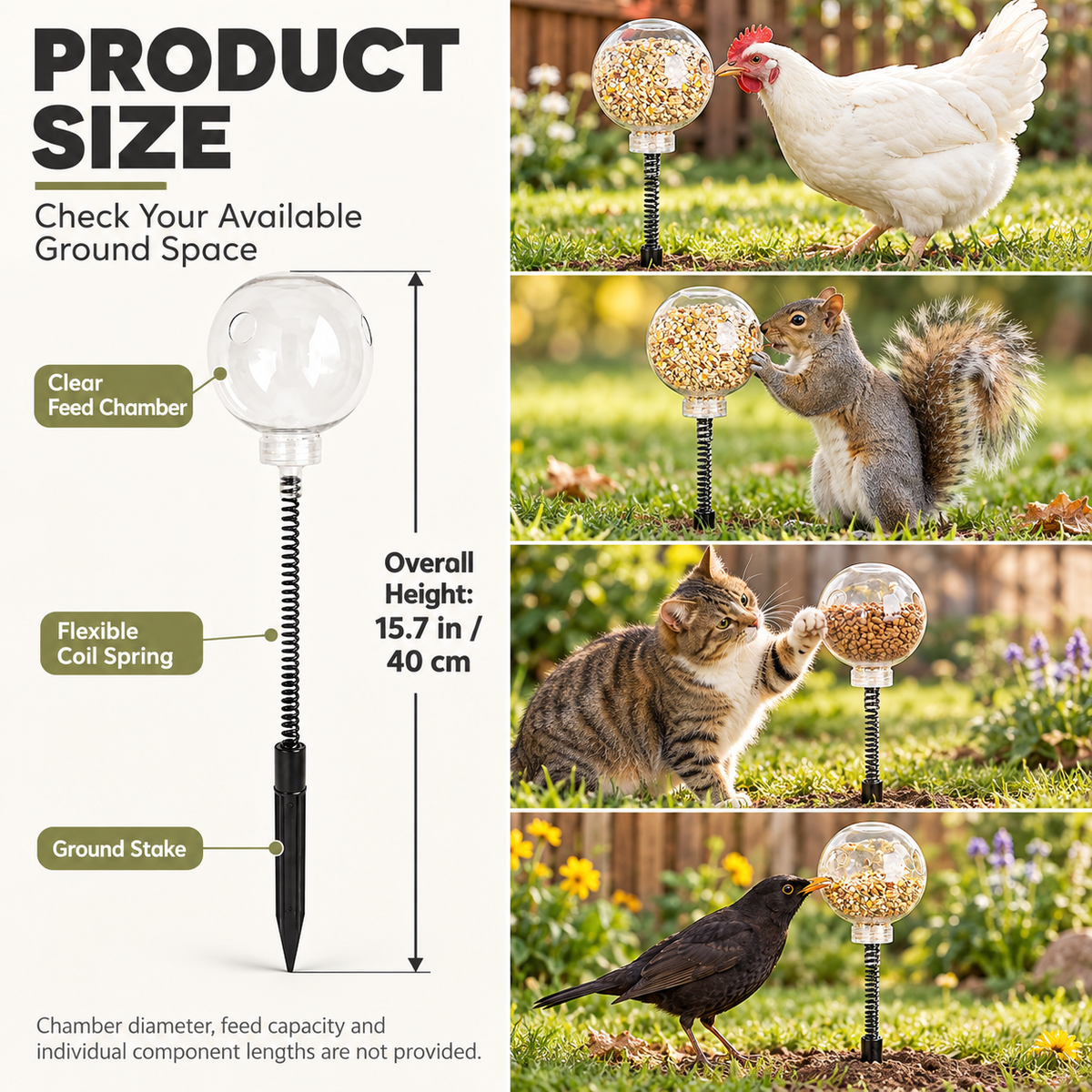 Spring-Mounted Chicken Pecking Toy & Treat Dispenser – Clear Refillable Feeder Fursera