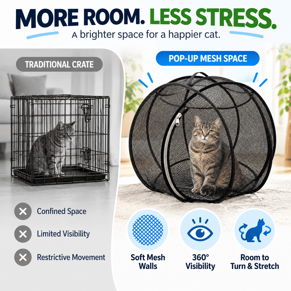 Pop-Up Cat Playpen – Foldable Mesh Tent for Indoor & Outdoor Play Fursera