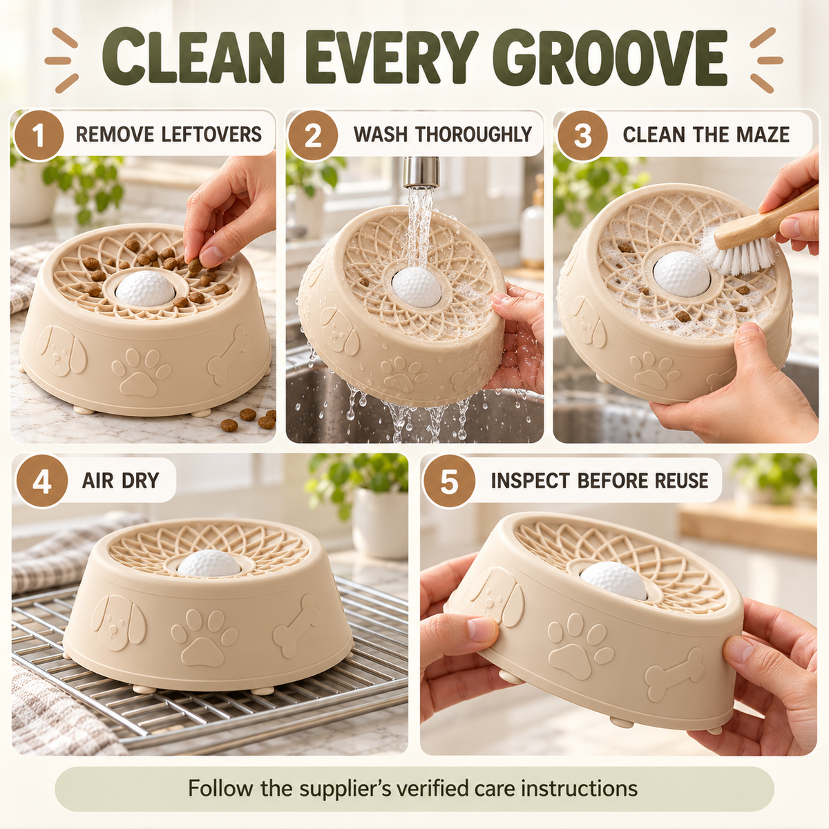 Suction Slow Feeder Dog Bowl with Flower Maze & Textured Licking Dome Fursera