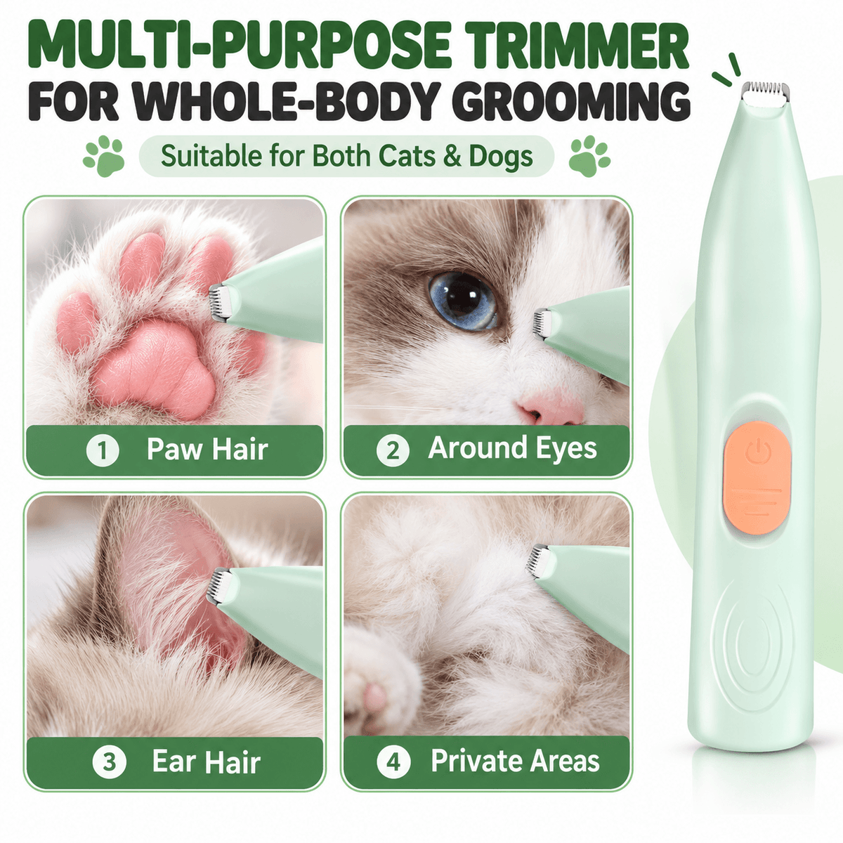 Rechargeable LED Pet Paw Trimmer for Dogs & Cats Fursera