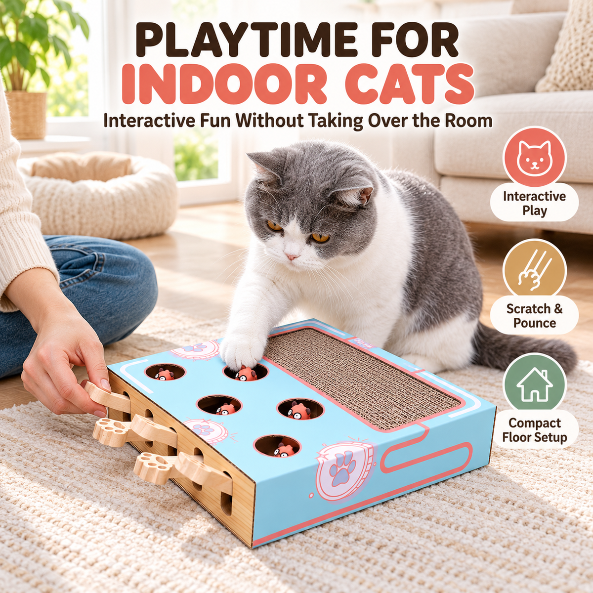 Interactive Pop-Up Mouse Cat Toy & Scratcher Fursera
