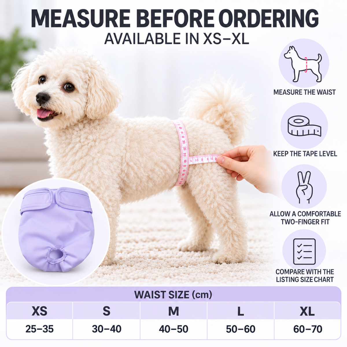 Washable & Reusable Dog Diaper – Soft, Absorbent & Adjustable Fursera