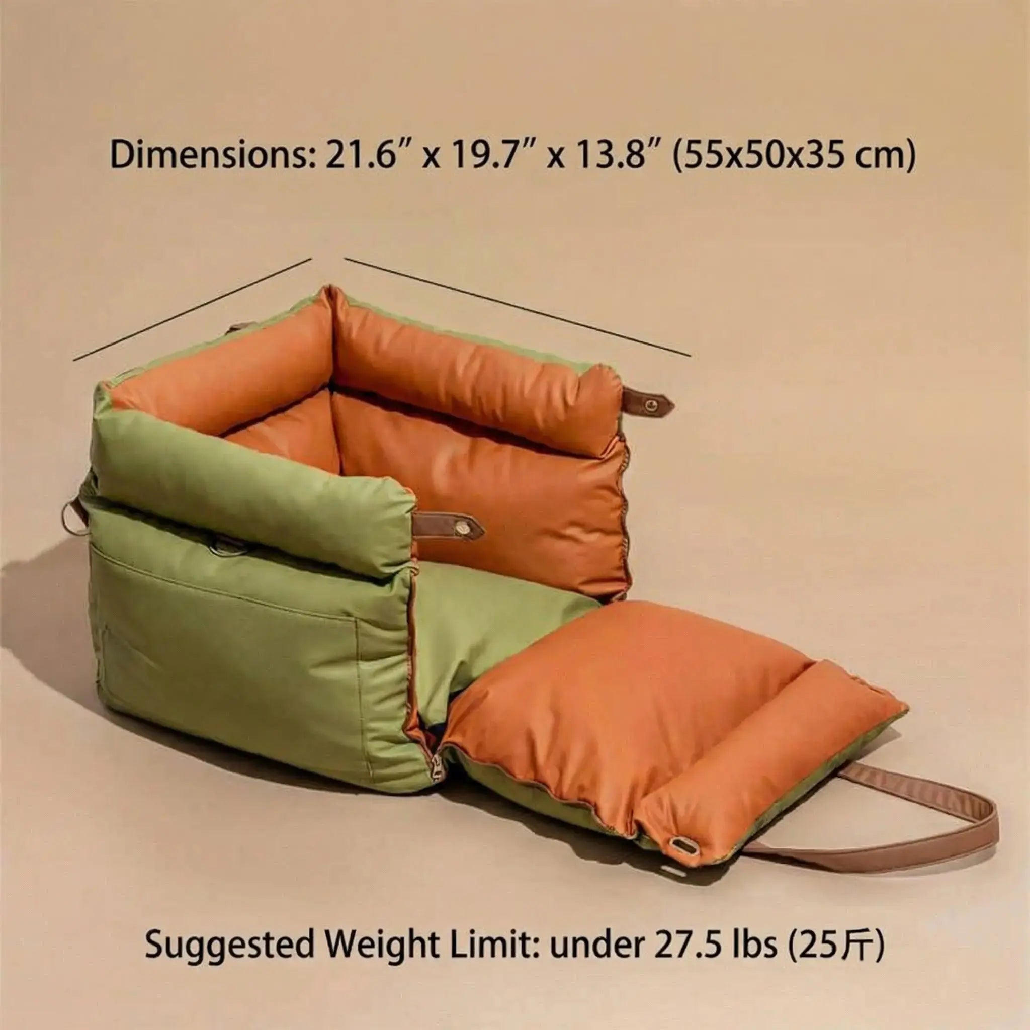 Dog Car Seat Bed – Faux Leather Booster Seat for Safe Travel
