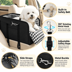 Foldable Center Console Dog Car Seat with Safety Leash & Anti-Slip Base Fursera