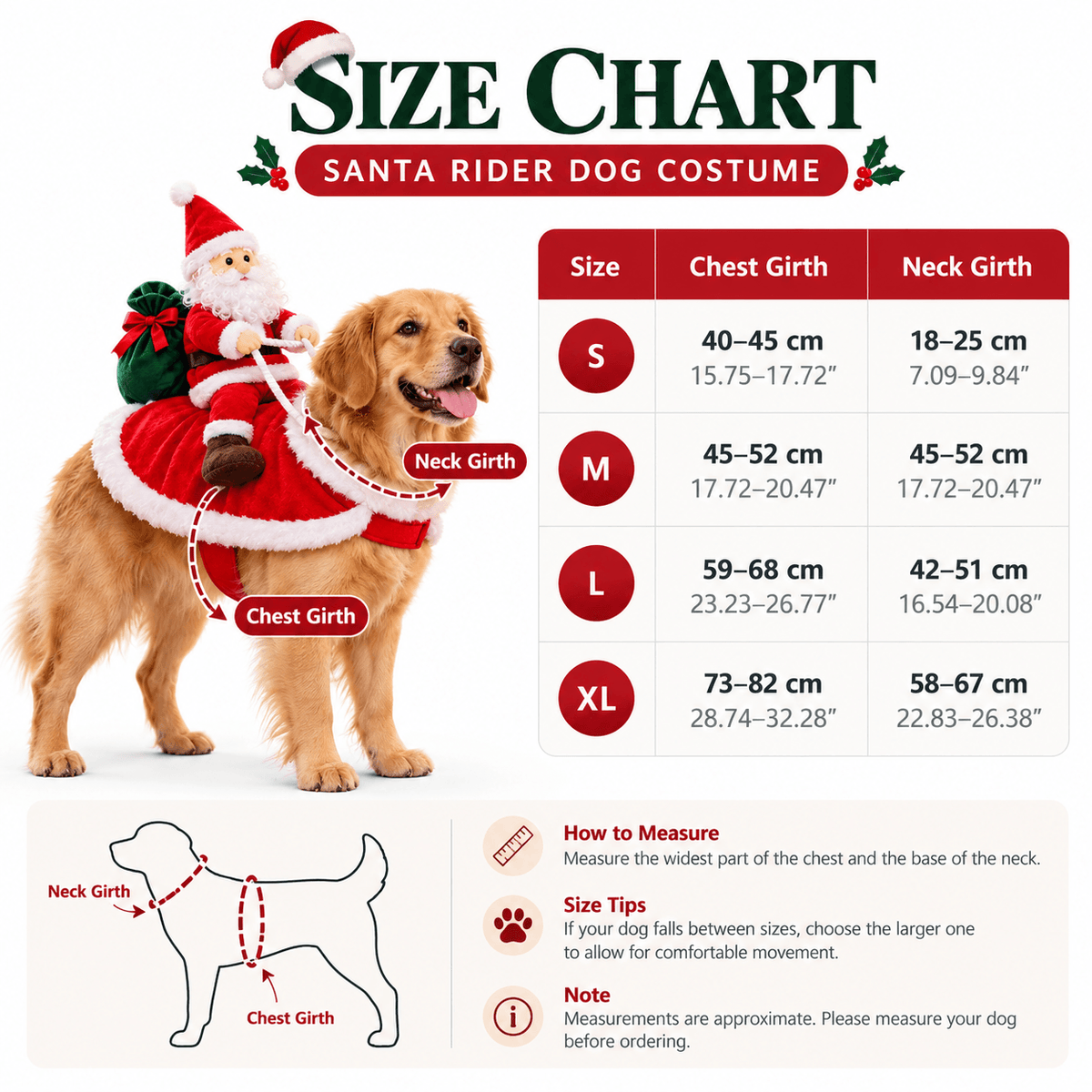 Santa Rider Dog Christmas Costume – Adjustable Holiday Cape Fursera