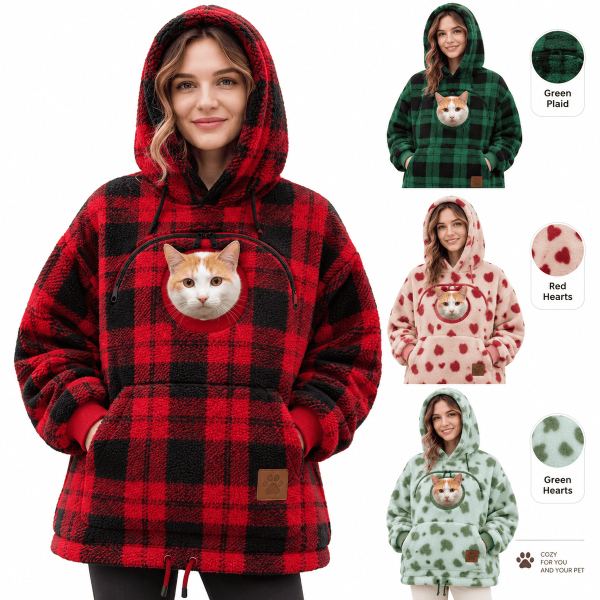 Cozy Pet Carrier Hoodie – Fleece Kangaroo Pouch for Cats & Small Dogs Fursera