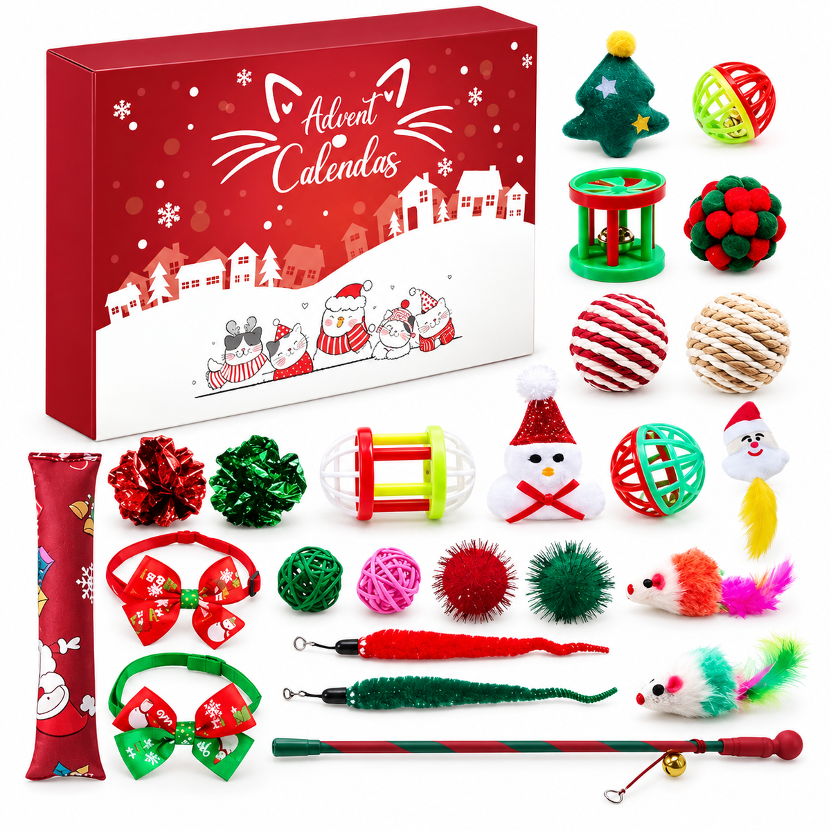 Christmas Pet Toy Advent Calendar – Holiday Countdown Gift Box, Cat or Dog Version Fursera