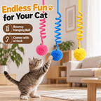 Hanging Cat Toy with Bell – Bouncy Spring & Fluffy Ball Fursera