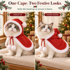 Christmas Hooded Pet Cape for Cats & Small Dogs – Pom-Pom Costume Fursera