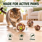 3-Piece Silvervine Cat Toy Ball Set with Catnip Cores & Bell Ball Fursera