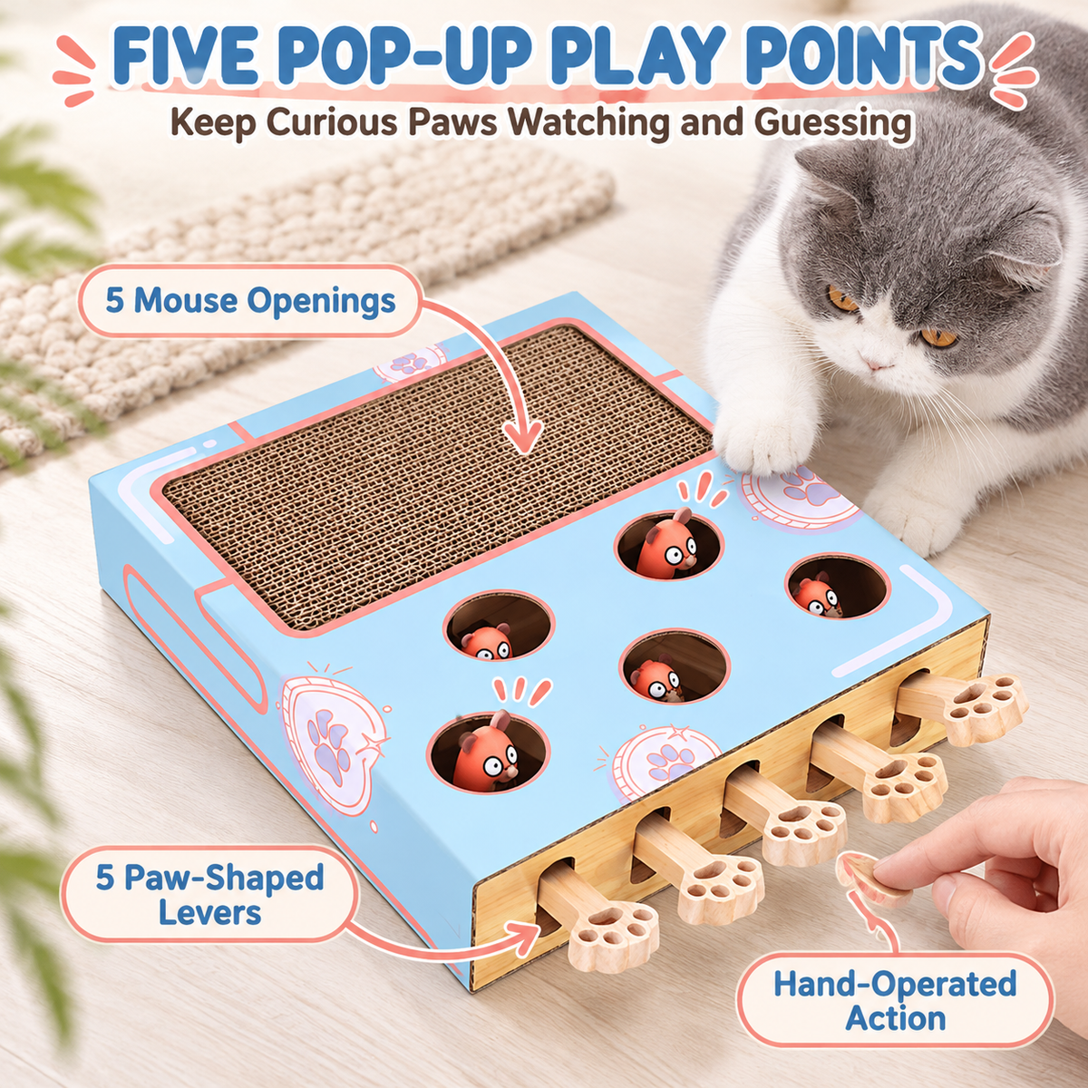 Interactive Pop-Up Mouse Cat Toy & Scratcher Fursera