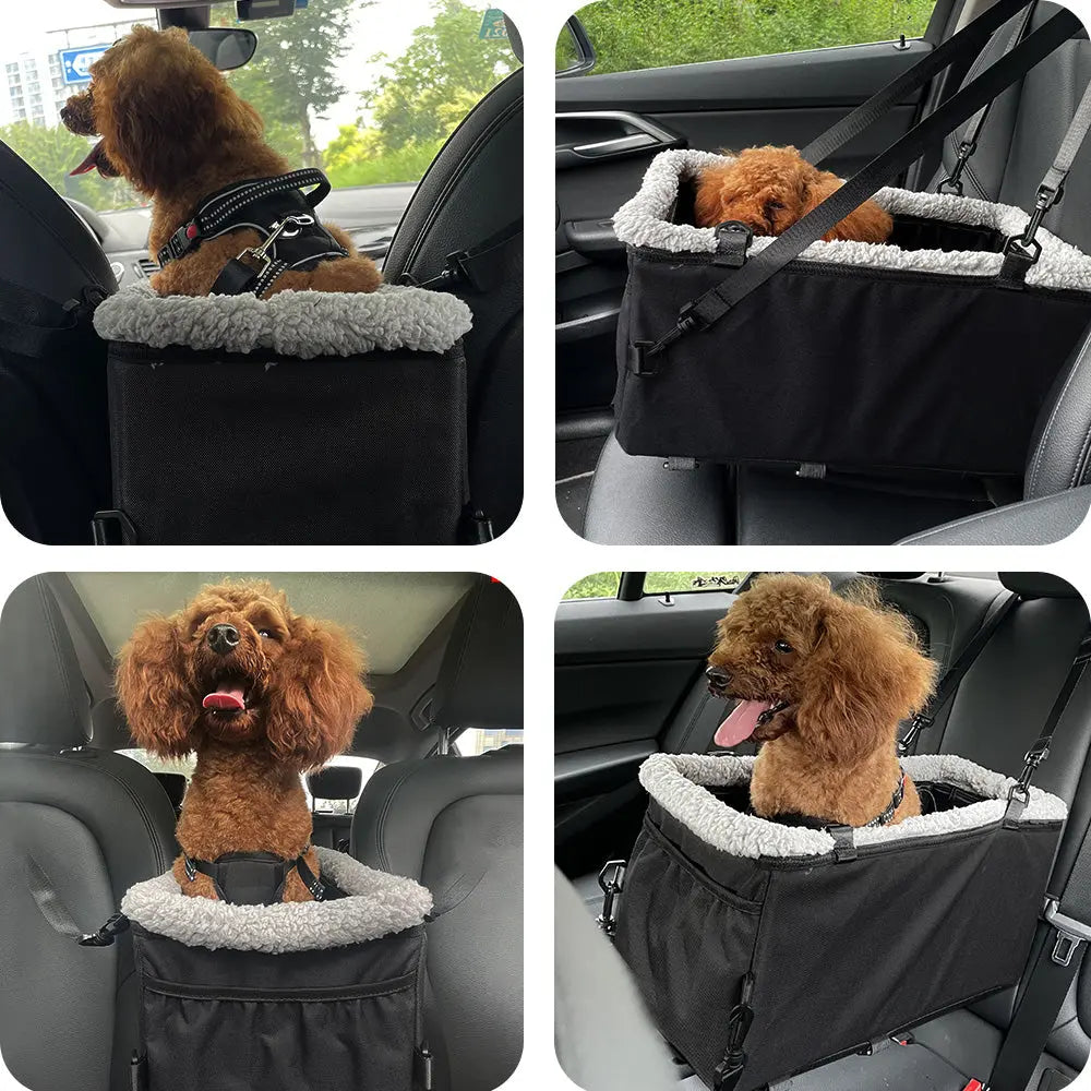 Small Pet Car Seat – Cozy Console Booster for Dogs & Cats