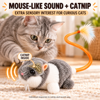 Touch-Activated Mouse Cat Toy with Wagging Feather Tail | Rechargeable Fursera