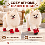 Warm Plush Dog Boots – Adjustable Soft Pet Booties, Set of 4 Fursera