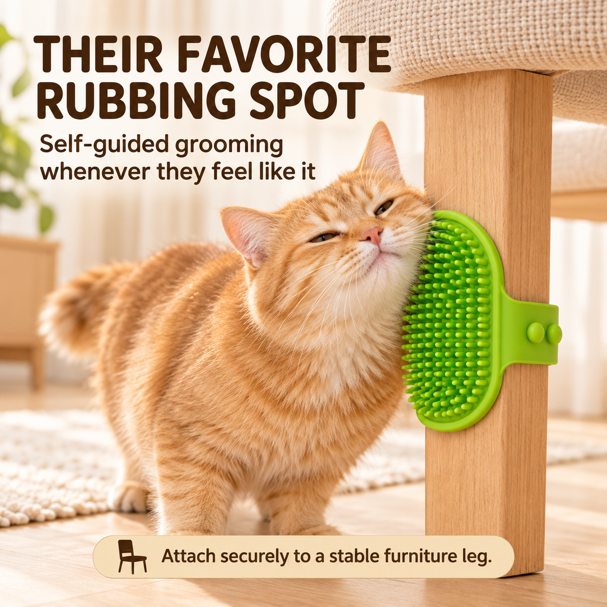 Wraparound Cat Self-Grooming Brush – Furniture-Leg & Handheld Groomer Fursera