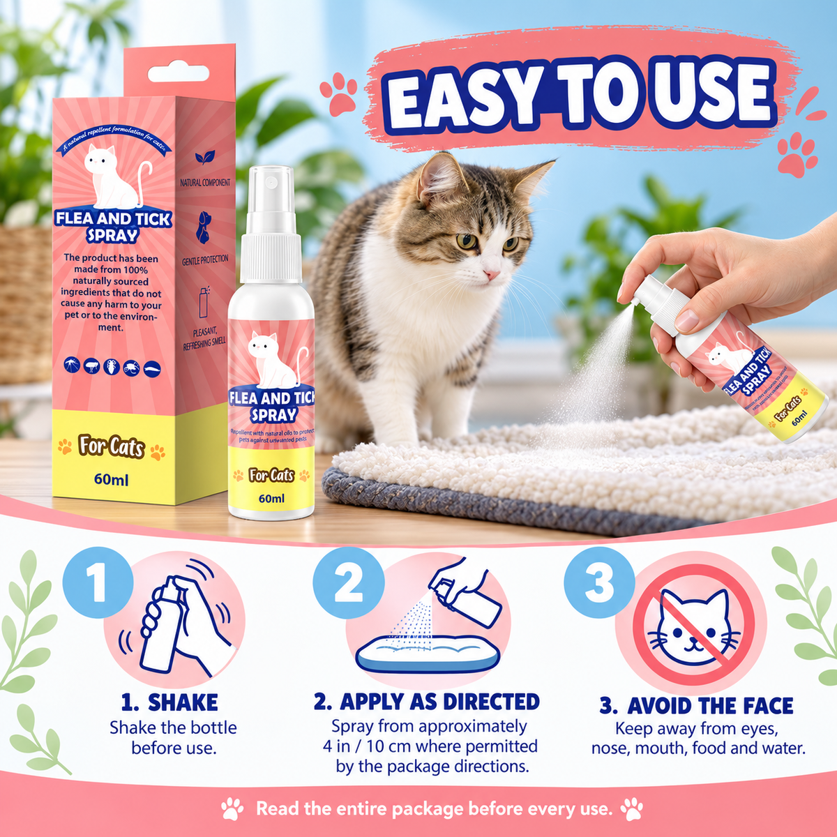 Flea & Tick Spray – Choose Dog or Cat Formula, 2 fl oz (60 mL) Fursera