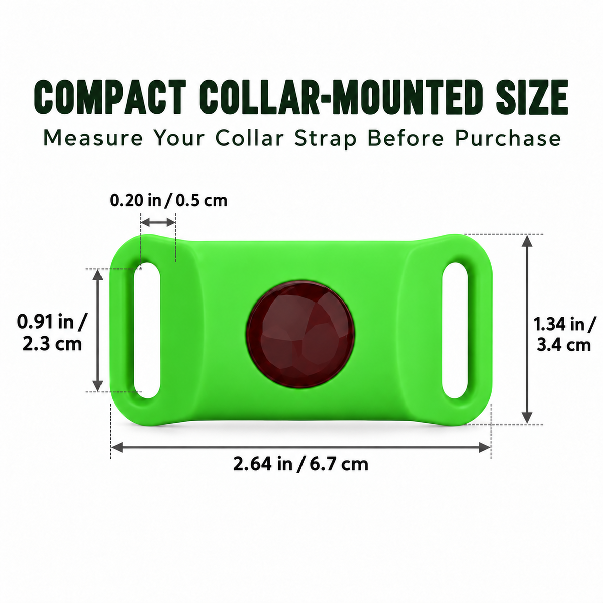 Green Collar-Mounted Pet Tag with Flexible Dual-Slot Holder & Adjustable Collar Fursera