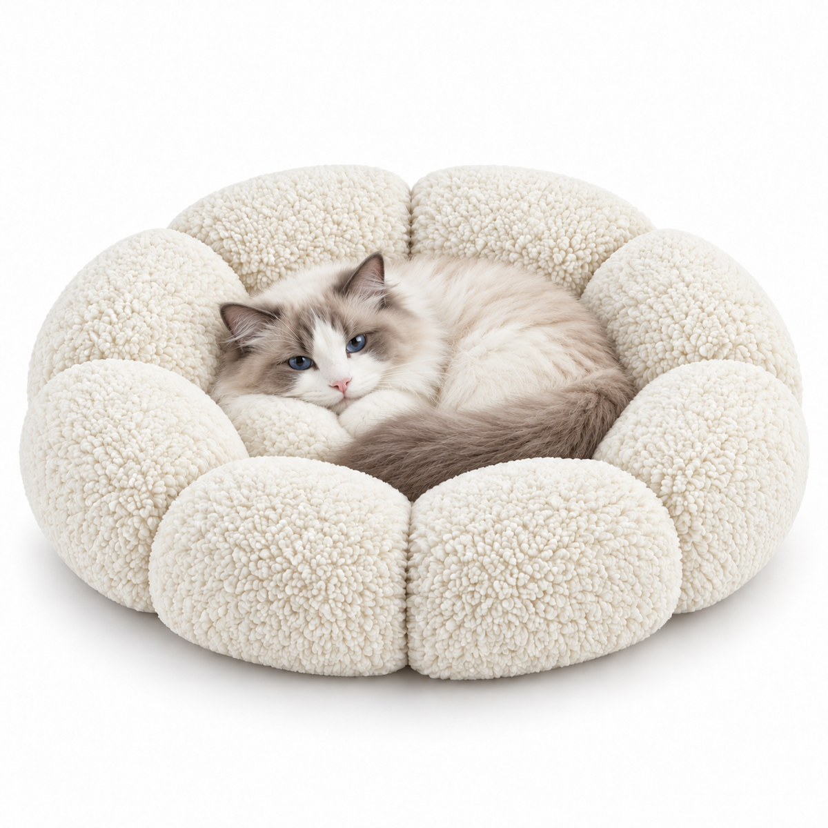 Flower-Shaped Pet Bed for Cats & Small Dogs – Soft Fleece Donut Bed Fursera