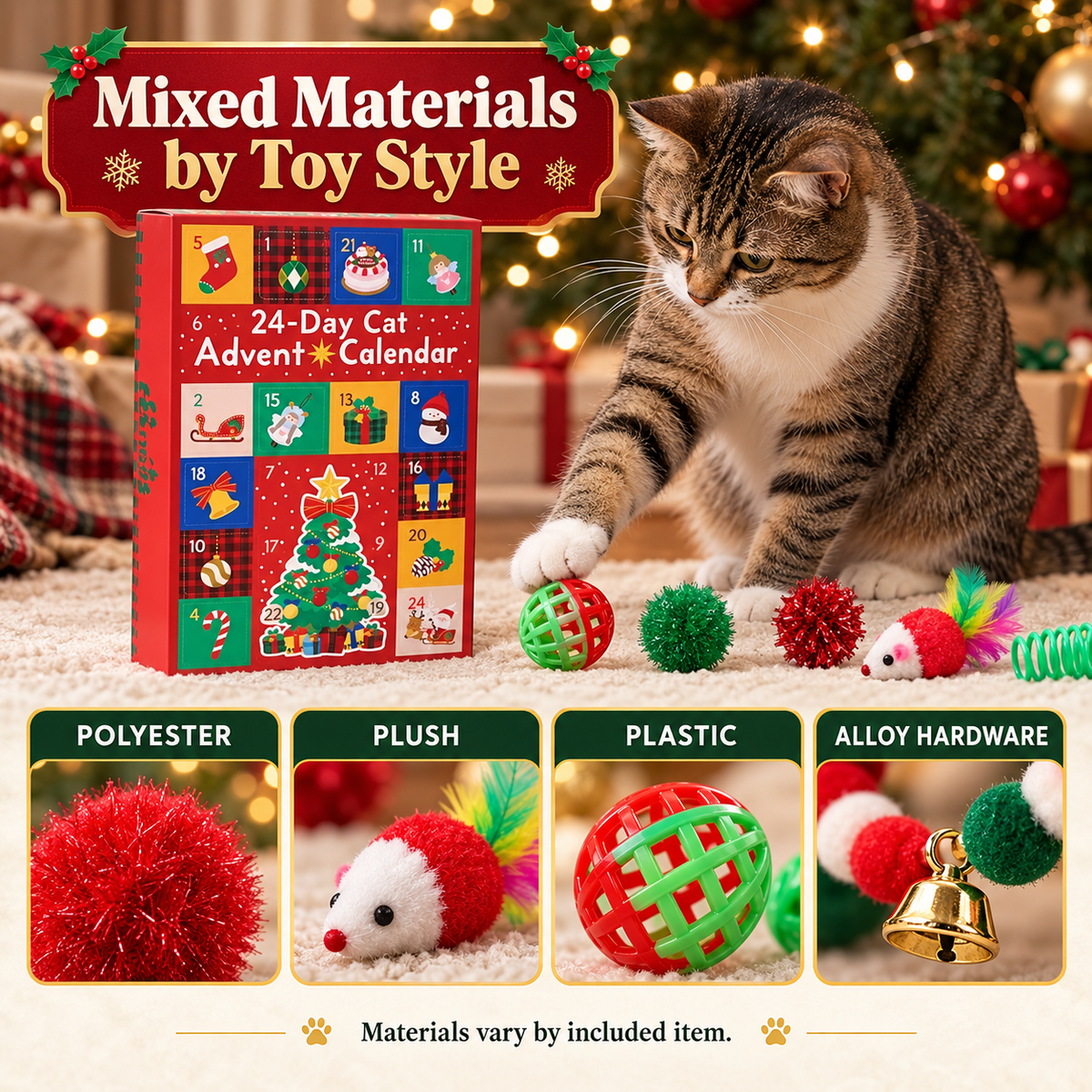 24-Day Pet Advent Calendar for Cats & Dogs – Christmas Toys & Accessories Fursera