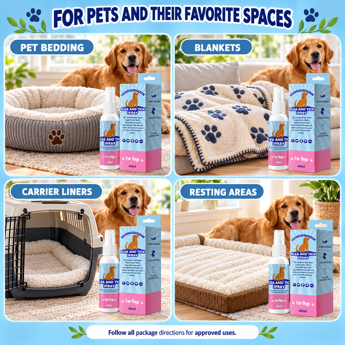 Flea & Tick Spray – Choose Dog or Cat Formula, 2 fl oz (60 mL) Fursera