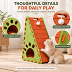Triangular Felt Cat Activity House – 4-in-1 Scratcher, Climber, Hideaway & Play Toy Fursera