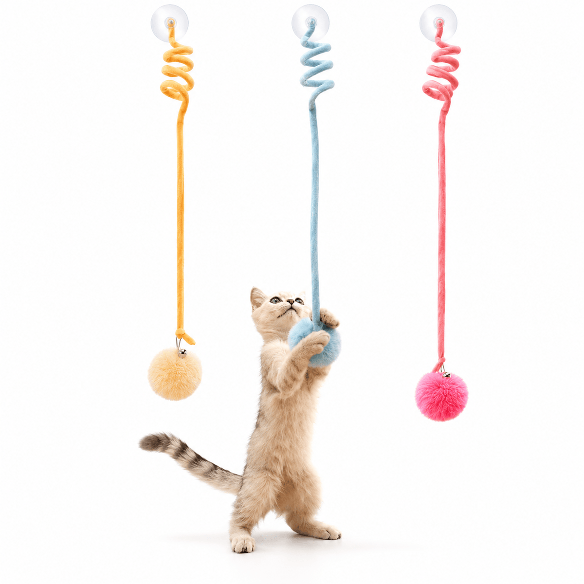 Hanging Cat Toy with Bell – Bouncy Spring & Fluffy Ball Fursera