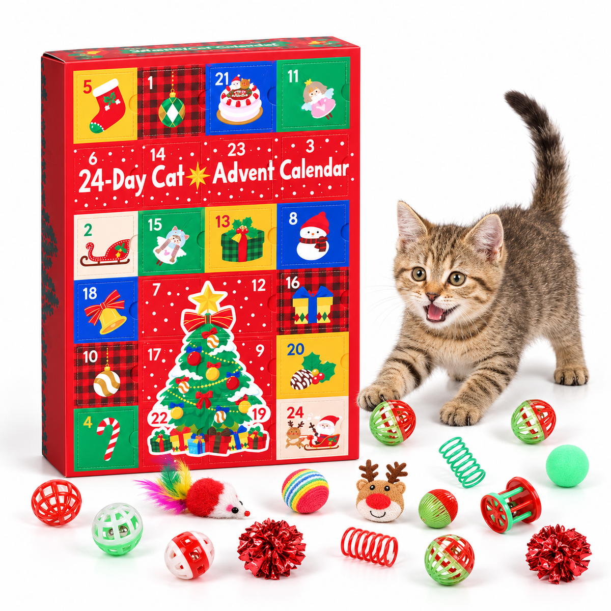 24-Day Pet Advent Calendar for Cats & Dogs – Christmas Toys & Accessories Fursera