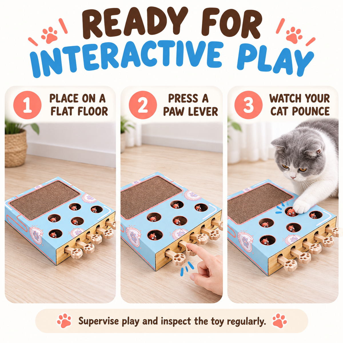 Interactive Pop-Up Mouse Cat Toy & Scratcher Fursera