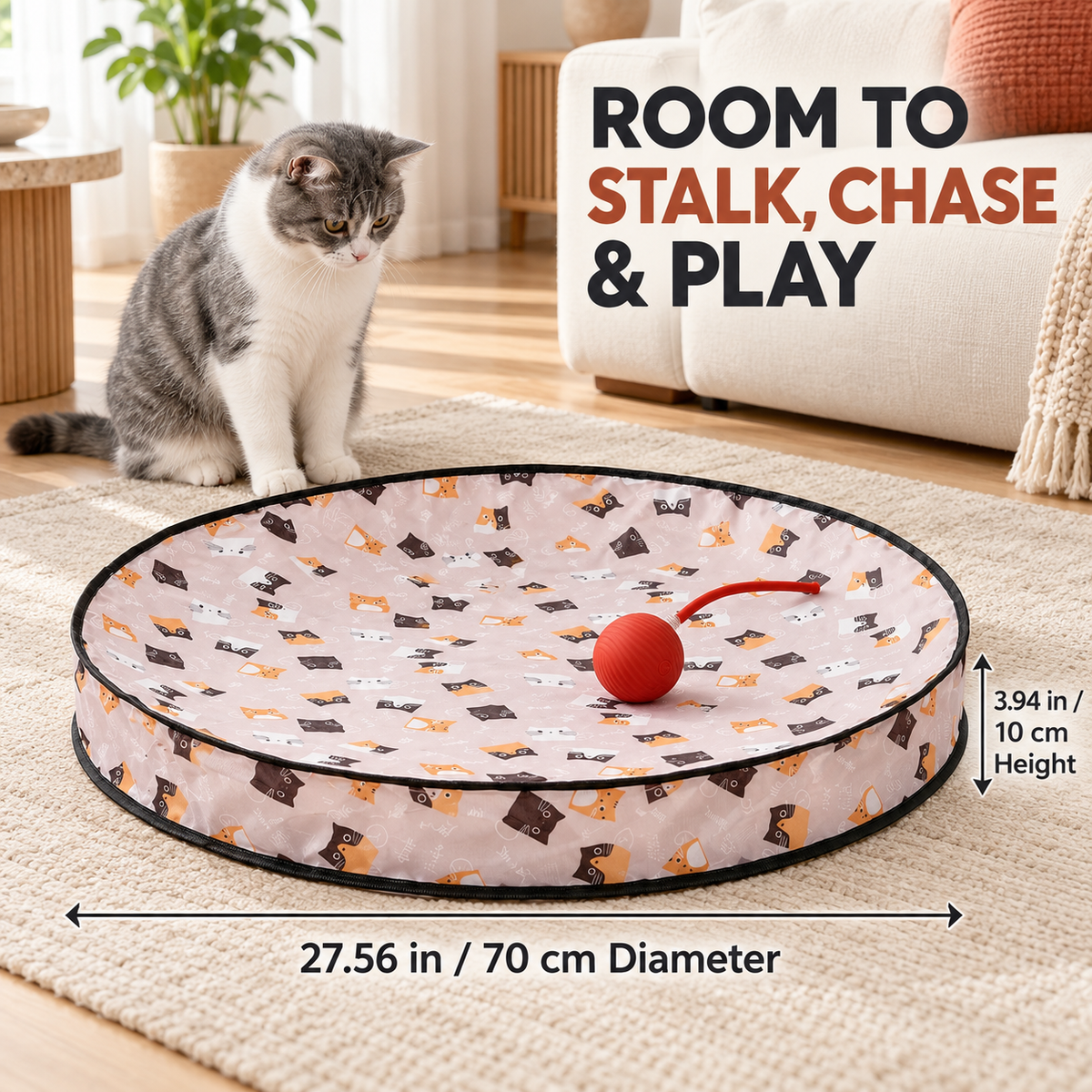 Interactive Cat Play Mat with Moving Ball & Tail – Hide & Seek Cat Toy Fursera