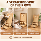 Adjustable Folding Cat Scratcher with Sisal Pads & Interactive Toys Fursera