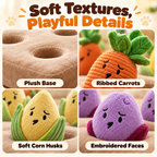 Vegetable Hide-and-Seek Dog Puzzle Toy – 9 Squeaky Plush Veggies Fursera
