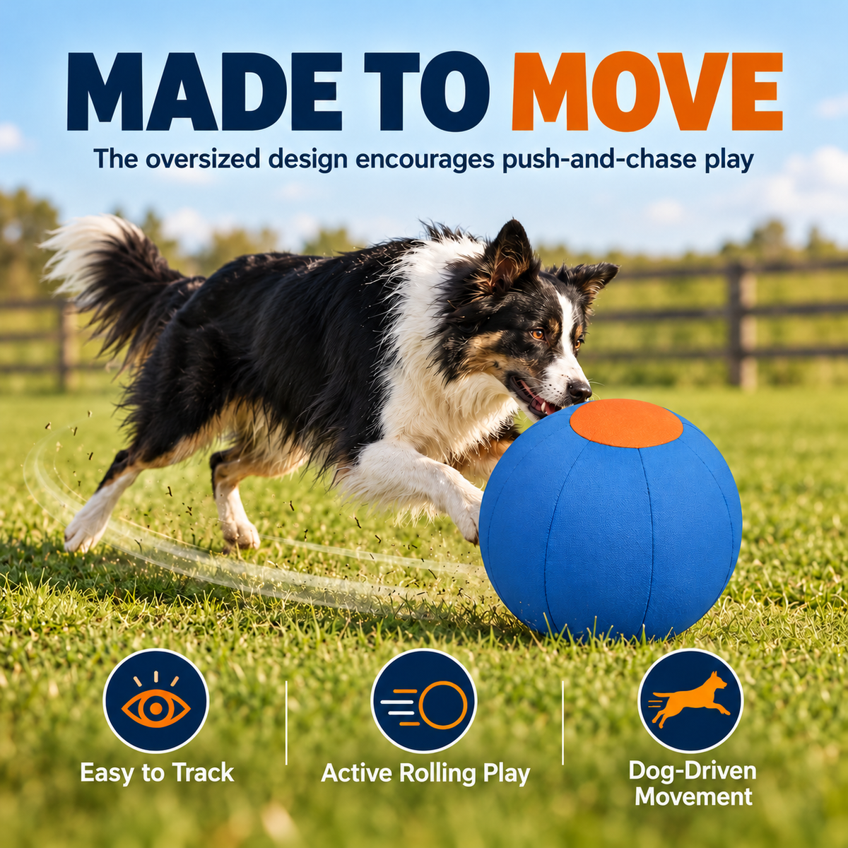 Dog Herding Ball – Large Push & Chase Activity Toy Fursera