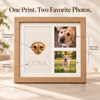 Personalized Pet Keepsake Frame – Paw or Nose Print & Two Photos Fursera