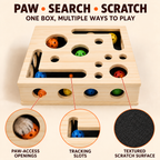 Wooden Cat Puzzle Toy with Built-In Claw-Smoothing Surface Fursera