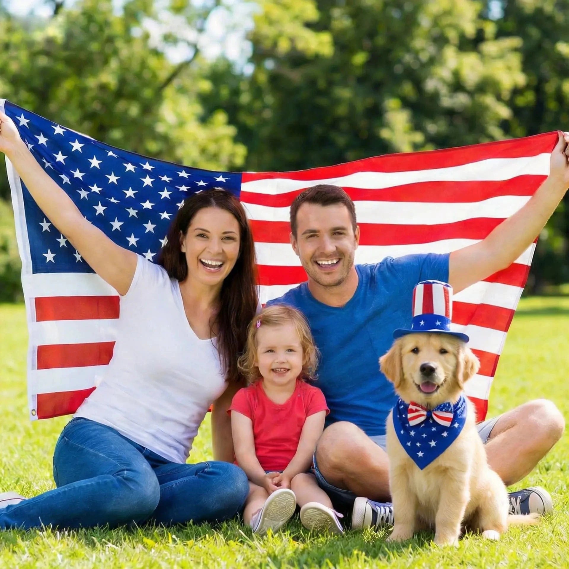 Patriotic USA Pet Hat & Bow Tie Set