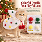 Christmas Hooded Pet Cape for Cats & Small Dogs – Pom-Pom Costume Fursera