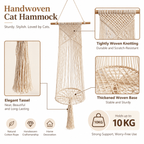 Boho Macrame Cat Hammock – Handwoven Hanging Cat Bed with Free Cushion Fursera