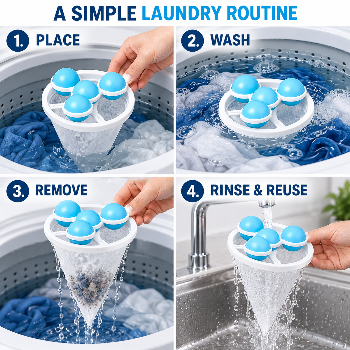 Reusable Floating Pet Hair & Lint Catcher for Top-Loading Washers Fursera
