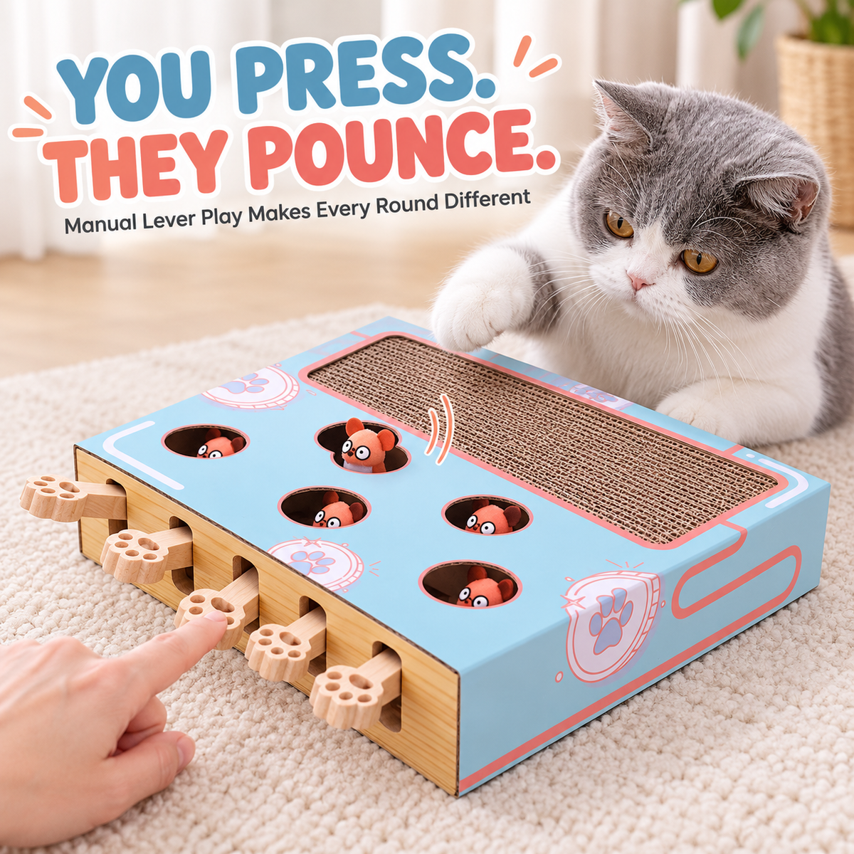 Interactive Pop-Up Mouse Cat Toy & Scratcher Fursera