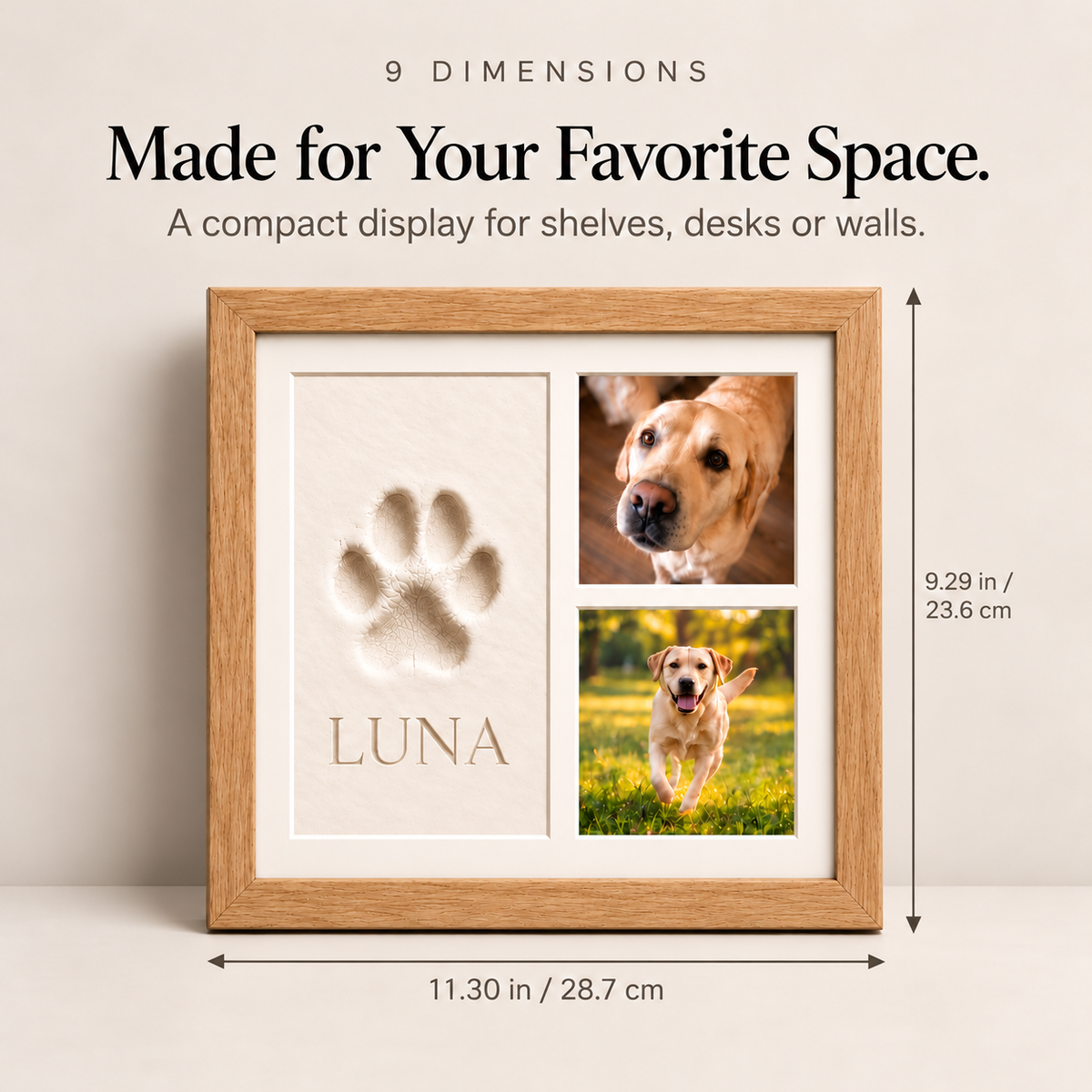 Personalized Pet Keepsake Frame – Paw or Nose Print & Two Photos Fursera
