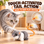 Touch-Activated Mouse Cat Toy with Wagging Feather Tail | Rechargeable Fursera