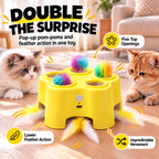 Rechargeable Pop-Up Cat Toy – 3-Mode Pom-Pom & Feather Teaser Fursera